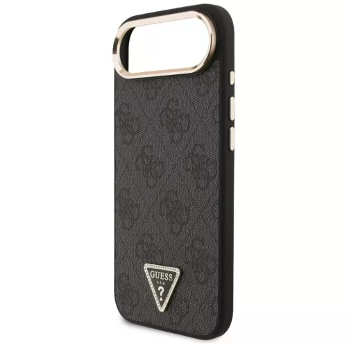  iPhone 17 Air Fekete Guess PU Bőr 4G Háromszög Logós Arany Kerete-3666339520960 4 kép