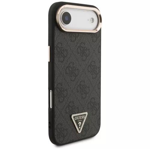  iPhone 17 Air Fekete Guess PU Bőr 4G Háromszög Logós Arany Kerete-3666339520960 6 kép