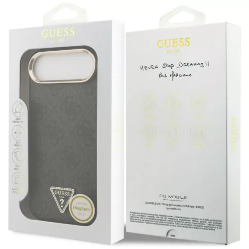  iPhone 17 Air Fekete Guess PU Bőr 4G Háromszög Logós Arany Kerete-3666339520960 8 kép