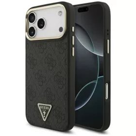    iPhone 17 Pro Max Fekete Guess PU Leather 4G Strass Triangle Logo Gold Frame MagSafe tok