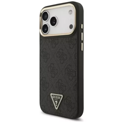  iPhone 17 Pro Max Fekete Guess PU Leather 4G Strass Triangle Logo Gol-3666339520984 2 kép