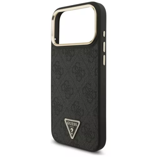  iPhone 17 Pro Max Fekete Guess PU Leather 4G Strass Triangle Logo Gol-3666339520984 4 kép