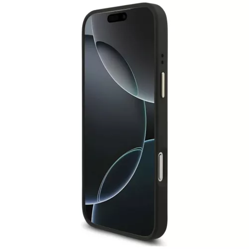  iPhone 17 Pro Max Fekete Guess PU Leather 4G Strass Triangle Logo Gol-3666339520984 5 kép