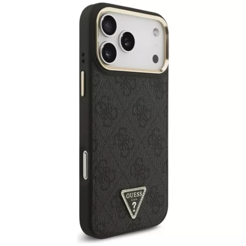  iPhone 17 Pro Max Fekete Guess PU Leather 4G Strass Triangle Logo Gol-3666339520984 6 kép