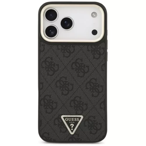  iPhone 17 Pro Max Fekete Guess PU Leather 4G Strass Triangle Logo Gol-3666339520984 7 kép