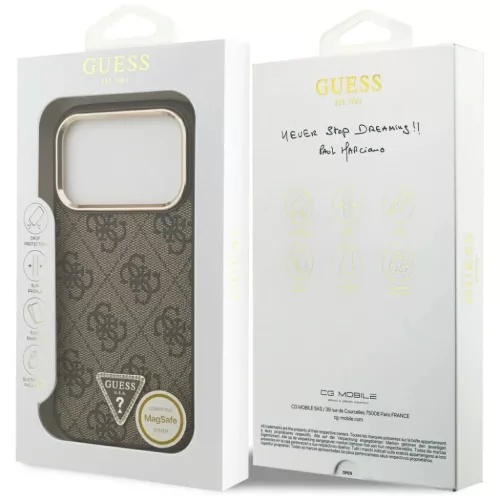  iPhone 17 Pro Barna Guess PU bőr 4G Strass háromszög logó arany k-3666339521134 8 kép