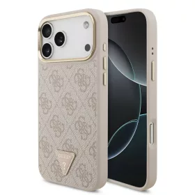    iPhone 17 Pro Max Pink Guess PU Leather 4G Triangle Logo Arany Keretes MagSafe tok