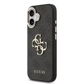  iPhone 17 Fekete Guess PU Bőr 4G Fém Logó Arany Keretes tok-3666339521592 2 kép