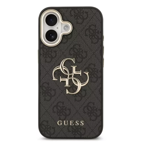  iPhone 17 Fekete Guess PU Bőr 4G Fém Logó Arany Keretes tok-3666339521592 3 kép