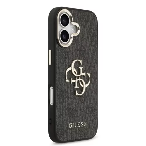  iPhone 17 Fekete Guess PU Bőr 4G Fém Logó Arany Keretes tok-3666339521592 4 kép