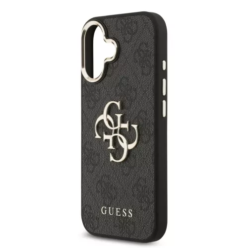  iPhone 17 Fekete Guess PU Bőr 4G Fém Logó Arany Keretes tok-3666339521592 5 kép