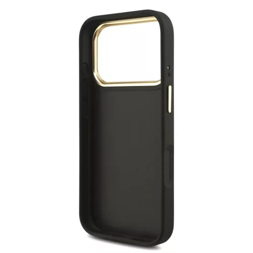  iPhone 17 Pro Fekete Guess PU Bőr 4G Fém Logó Arany Keretes Tok-3666339521615 6 kép