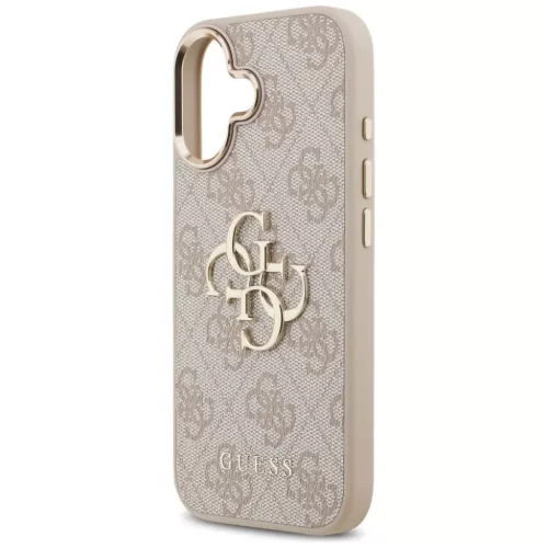  iPhone 17 Pink Guess PU Leather 4G Metal Logo Gold Frame tok-3666339521752 3 kép