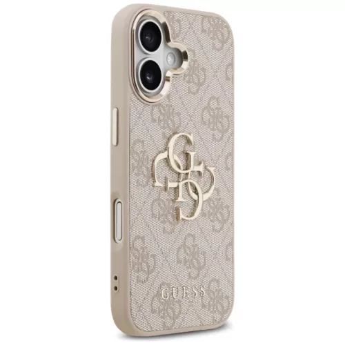  iPhone 17 Pink Guess PU Leather 4G Metal Logo Gold Frame tok-3666339521752 5 kép