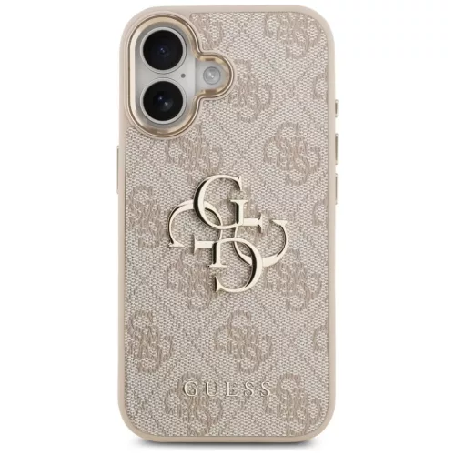  iPhone 17 Pink Guess PU Leather 4G Metal Logo Gold Frame tok-3666339521752 6 kép