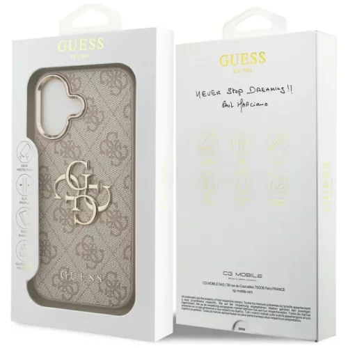  iPhone 17 Pink Guess PU Leather 4G Metal Logo Gold Frame tok-3666339521752 8 kép
