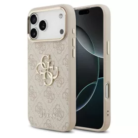    iPhone 17 Pro Max rózsaszín Guess PU bőr 4G fém logós arany keretes tok