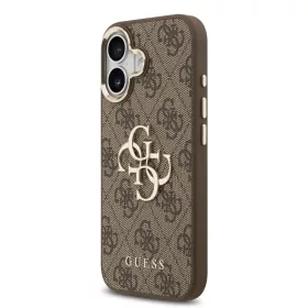  iPhone 17 Barna Guess PU Bőr 4G Fém Logó Arany Keret tok-3666339521912 2 kép