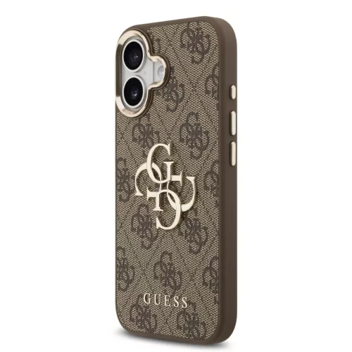  iPhone 17 Barna Guess PU Bőr 4G Fém Logó Arany Keret tok-3666339521912 2 kép