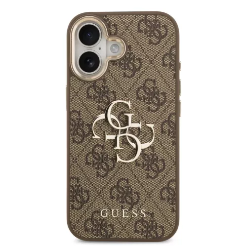  iPhone 17 Barna Guess PU Bőr 4G Fém Logó Arany Keret tok-3666339521912 3 kép