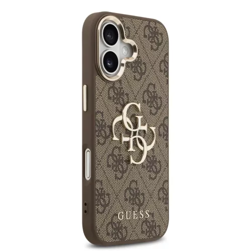  iPhone 17 Barna Guess PU Bőr 4G Fém Logó Arany Keret tok-3666339521912 4 kép