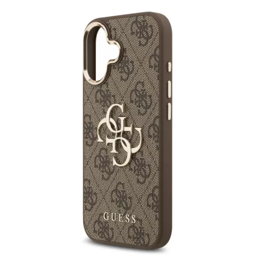  iPhone 17 Barna Guess PU Bőr 4G Fém Logó Arany Keret tok-3666339521912 5 kép