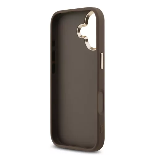 iPhone 17 Barna Guess PU Bőr 4G Fém Logó Arany Keret tok-3666339521912 6 kép