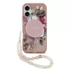  iPhone 17 Pink Guess IML Flowers Pánt MagSafe tok