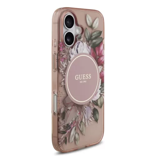  iPhone 17 Pink Guess IML Flowers Pánt MagSafe tok-3666339526153 3 kép