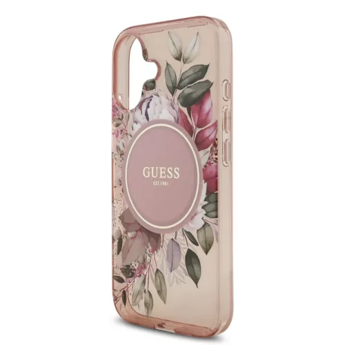  iPhone 17 Pink Guess IML Flowers Pánt MagSafe tok-3666339526153 4 kép