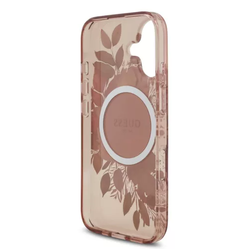  iPhone 17 Pink Guess IML Flowers Pánt MagSafe tok-3666339526153 5 kép