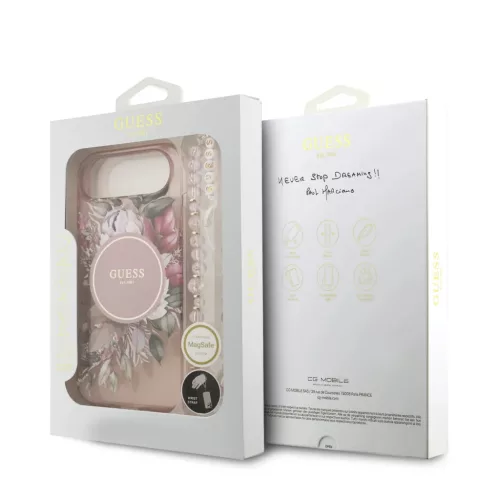  iPhone 17 Air Pink Guess IML Flowers Pántos MagSafe tok-3666339526160 7 kép