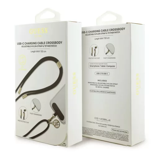 Guess Keresztpánt 4G Charm töltőkábellel USB-C/USB-C Fekete-3666339543624 4 kép