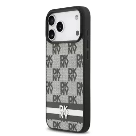 DKNY PU bőr kockás minta és csíkos tok iPhone 17 Pro Max fekete to-3666339545826 2 kép