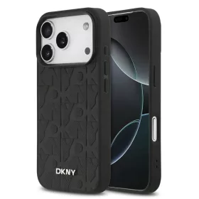 iPhone 17 Pro Fekete DKNY PU Bőr Rácsos Minta Magsafe tok