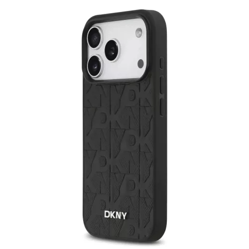  iPhone 17 Pro Fekete DKNY PU Bőr Rácsos Minta Magsafe tok-3666339546014 2 kép
