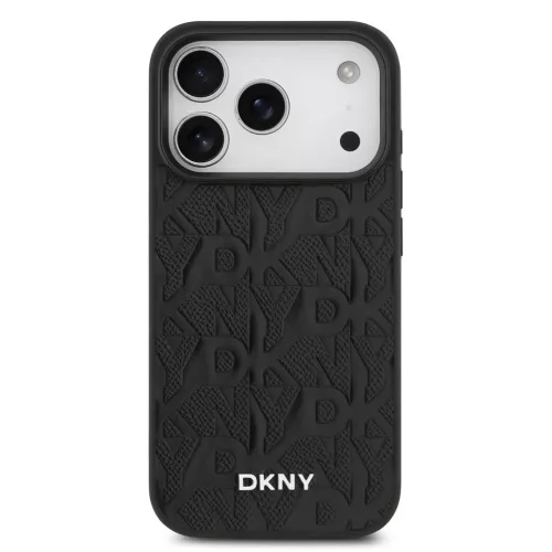  iPhone 17 Pro Fekete DKNY PU Bőr Rácsos Minta Magsafe tok-3666339546014 3 kép