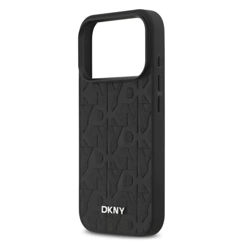  iPhone 17 Pro Fekete DKNY PU Bőr Rácsos Minta Magsafe tok-3666339546014 5 kép