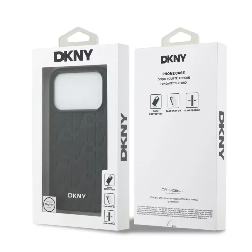  iPhone 17 Pro Fekete DKNY PU Bőr Rácsos Minta Magsafe tok-3666339546014 7 kép