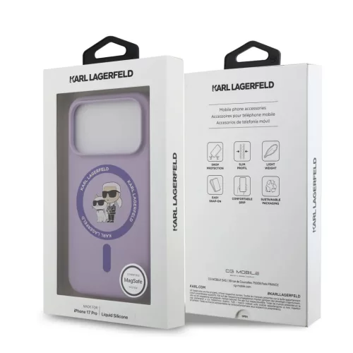  iPhone 17 Pro Lila Karl Lagerfeld Liquid Silicone Karl and Choupette -3666339549398 7 kép