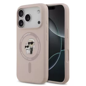    iPhone 17 Pro rózsaszín Karl Lagerfeld Liquid Silicone Karl és Choupette MagSafe tok