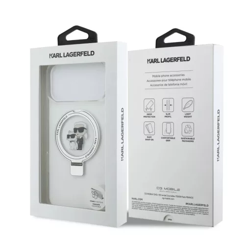  iPhone 17 Pro Max áttetsző Karl Lagerfeld Ringstand Karl és Choupe-3666339549602 7 kép