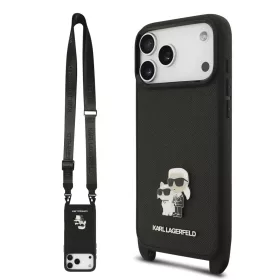    Apple iPhone 17 Pro Max Karl Lagerfeld Saffiano Crossbody Pánt Metal Karl és Choupette tok