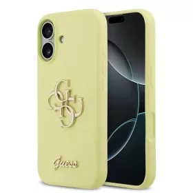  iPhone 17 sárga Guess Liquid Silicone 4G Metal Logo tok