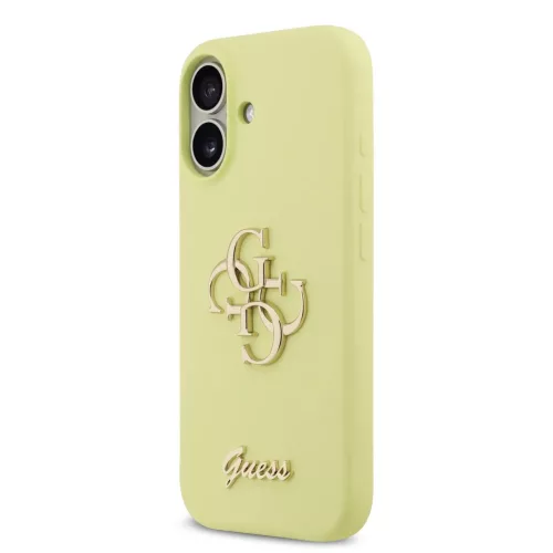 iPhone 17 sárga Guess Liquid Silicone 4G Metal Logo tok-3666339549930 2 kép
