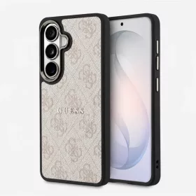    Samsung Galaxy S26 Rózsaszín Guess PU Bőr 4G Arany Keret Mágneses tok