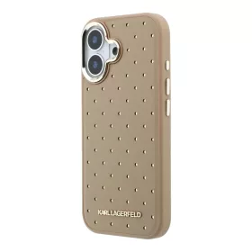  iPhone 17 Bézs Karl Lagerfeld PU Perforated Gold Dots MagSafe tok-3666339626037 2 kép