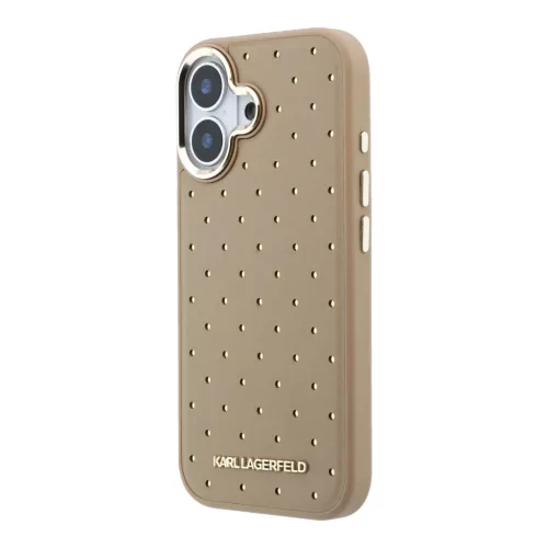  iPhone 17 Bézs Karl Lagerfeld PU Perforated Gold Dots MagSafe tok-3666339626037 2 kép