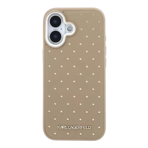  iPhone 17 Bézs Karl Lagerfeld PU Perforated Gold Dots MagSafe tok-3666339626037 3 kép