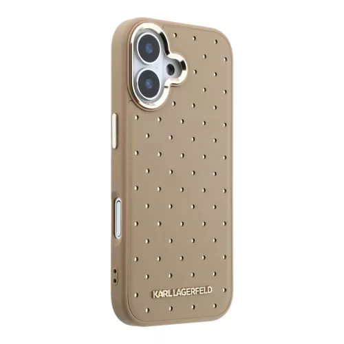  iPhone 17 Bézs Karl Lagerfeld PU Perforated Gold Dots MagSafe tok-3666339626037 4 kép